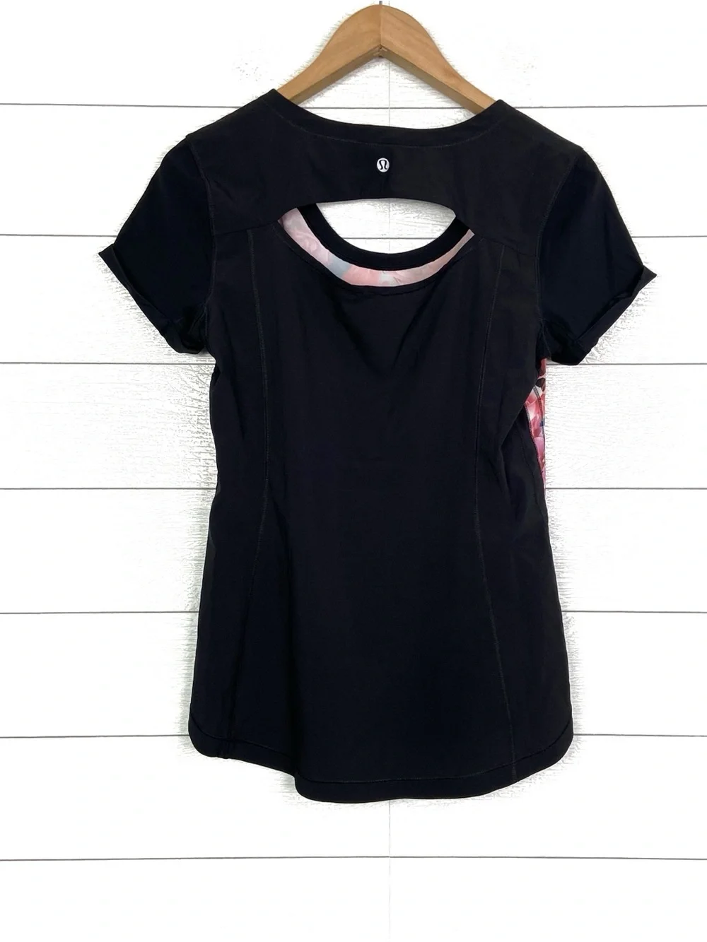 LULULEMON Lightened Up Short Sleeve Top Secret Garden Pink Black Floral Run